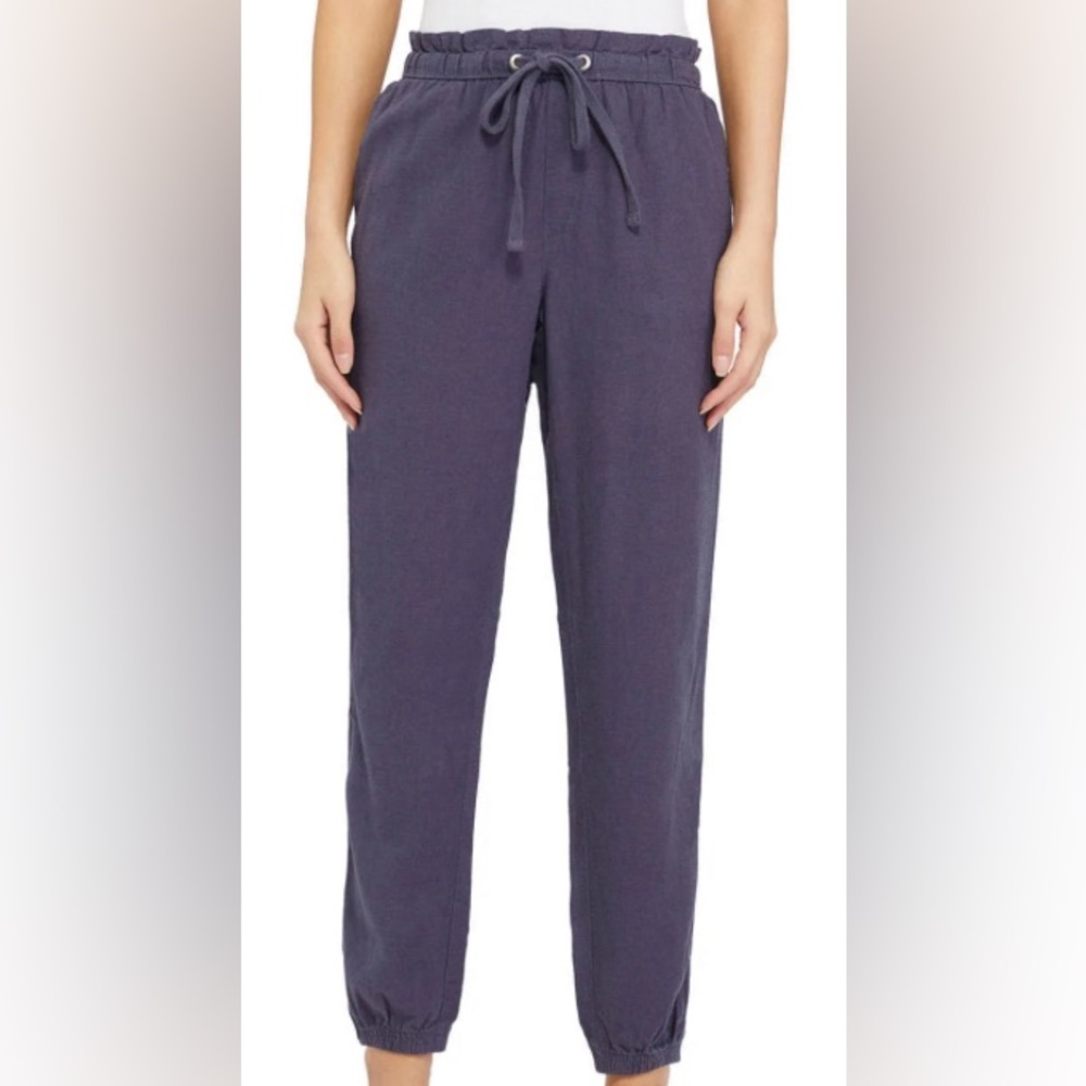 Social Standard by sanctuary Linen Blend SOLSTICE Jogger Pants, Blue Drawstring